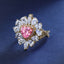 SOLID GOLD LAB-GROWN VVS FANCY VIVID PINK DIAMD & DIAMOND RING (#:SY029P-R)
