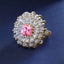 SOLID GOLD LAB-GROWN VVS FANCY VIVID PINK DIAMOND & DIAMOND RING (#:SY027P-R)