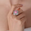 SOLID GOLD LAB-GROWN VVS FANCY VIVID PINK DIAMOND & DIAMOND RING (#:SY008P-R)