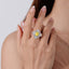 SOLID GOLD LAB-GROWN VVS FANCY VIVID YELLOW DIAMOND & DIAMOND RING (#:SY006Y-R)