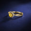 SOLID GOLD 0.43 CTW F-G VVS ROUND CUT LAB-GROWN YELLOW DIAMOND&DIAMOND RING(#:YDR004)