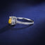 SOLID GOLD 0.50 CTW F-G VVS PEAR CUT LAB-GROWN YELLOW DIAMOND&DIAMOND RING(#YDR005)