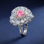 SOLID GOLD LAB-GROWN VVS FANCY VIVID PINK DIAMD & DIAMOND RING (#:SY037P-R)
