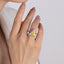 SOLID GOLD LAB-GROWN VVS FANCY VIVID YELLOW DIAMOND & DIAMOND RING (#:SY036Y-R)