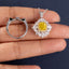 SOLID GOLD LAB-GROWN VVS FANCY VIVID YELLOW DIAMOND & DIAMOND RING & PENDANT (#:SY014Y-M)