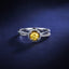 SOLID GOLD 0.43 CTW F-G VVS ROUND CUT LAB-GROWN YELLOW DIAMOND&DIAMOND RING(#:YDR004)