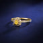 SOLID GOLD 0.50 CTW F-G VVS PEAR CUT LAB-GROWN YELLOW DIAMOND&DIAMOND RING(#YDR005)