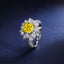 SOLID GOLD LAB-GROWN VVS FANCY VIVID YELLOW DIAMOND & DIAMOND RING (#:SY021Y-R)