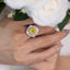 SOLID GOLD LAB-GROWN VVS FANCY VIVID YELLOW DIAMOND & DIAMOND RING (#:SY014Y-R)