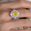 SOLID GOLD LAB-GROWN VVS FANCY VIVID YELLOW DIAMOND & DIAMOND RING (#:SY014Y-R)