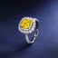 SOLID GOLD LAB-GROWN VVS FANCY VIVID YELLOW DIAMOND & DIAMOND RING (#:SY026Y-R)