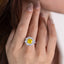 SOLID GOLD LAB-GROWN VVS FANCY VIVID YELLOW DIAMOND & DIAMOND RING (#:SY021Y-R)