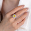SOLID GOLD LAB-GROWN VVS FANCY VIVID YELLOW DIAMOND & DIAMOND RING (#:SY021Y-R)
