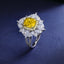 SOLID GOLD LAB-GROWN VVS FANCY VIVID YELLOW DIAMOND & DIAMOND RING (#:SY014Y-R)