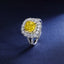 SOLID GOLD LAB-GROWN VVS FANCY VIVID YELLOW DIAMOND & DIAMOND RING (#:SY035Y-R)