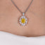 SOLID GOLD LAB-GROWN VVS FANCY VIVID YELLOW DIAMD & DIAMOND PENDANT (#:SY007Y-P)