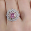 SOLID GOLD LAB-GROWN VVS FANCY VIVID PINK DIAMOND & DIAMOND RING (#:SY028P-R)